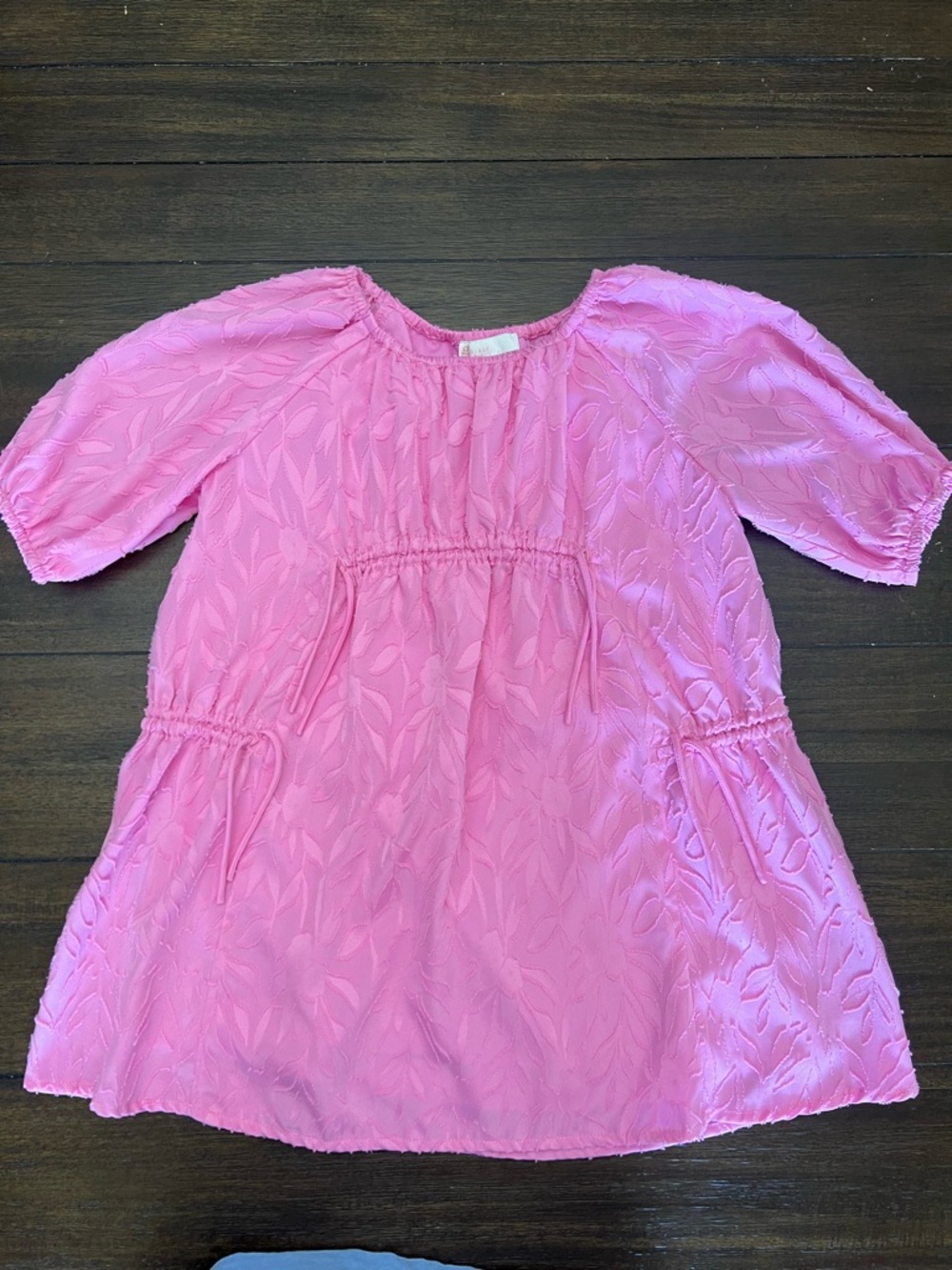 GB girls Pink Textured Short Sleeve Casual Dress